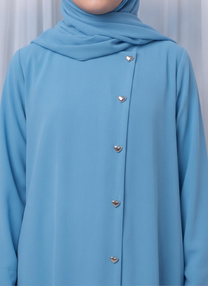MSquare Fashion Sky Blue Kids Abaya with Matching Hijab for Girls Korean Nida Fabric Modest Islamic Dress 8 Colors Available - Image 3