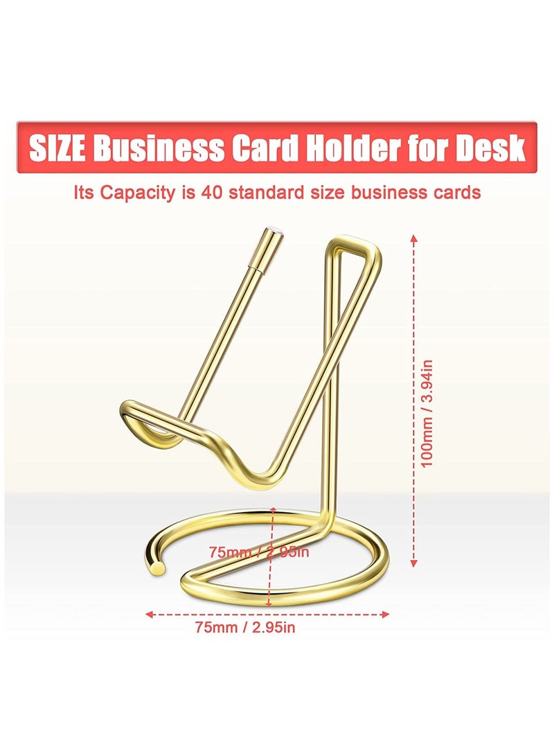 سيوسي حامل بطاقات الأعمال المعدنية للمكتب ، وحامل الهاتف الخلوي ، وحامل عرض بطاقات الاسم ، ومنظم بطاقات الاسم التجاري لسطح المكتب والمكتب يستخدم على سطح المكتب للنساء والرجال (ذهبي ، قطعتان) - Image 2