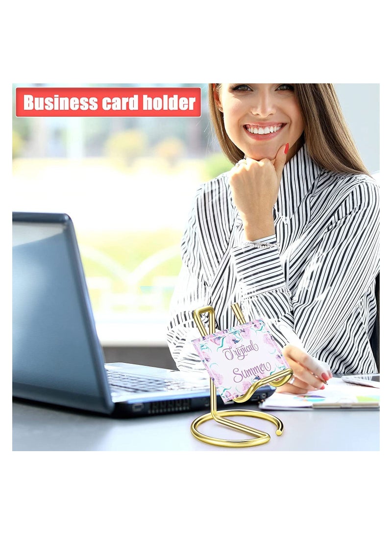 سيوسي حامل بطاقات الأعمال المعدنية للمكتب ، وحامل الهاتف الخلوي ، وحامل عرض بطاقات الاسم ، ومنظم بطاقات الاسم التجاري لسطح المكتب والمكتب يستخدم على سطح المكتب للنساء والرجال (ذهبي ، قطعتان) - Image 5