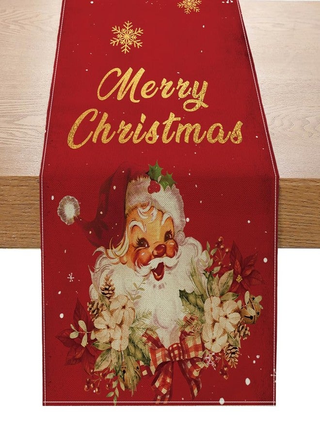 Rahase Christmas Table Runner Christmas Decorations - Red and Gold Vintage Santa Claus Merry Christmas Snowflake Winter Xmas Home Kitchen Dining Table Decor, Christmas Party Decorations 13 x 72 Inch - Image 1
