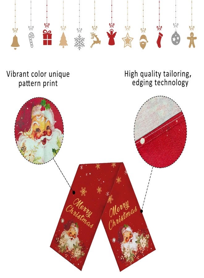 Rahase Christmas Table Runner Christmas Decorations - Red and Gold Vintage Santa Claus Merry Christmas Snowflake Winter Xmas Home Kitchen Dining Table Decor, Christmas Party Decorations 13 x 72 Inch - Image 3