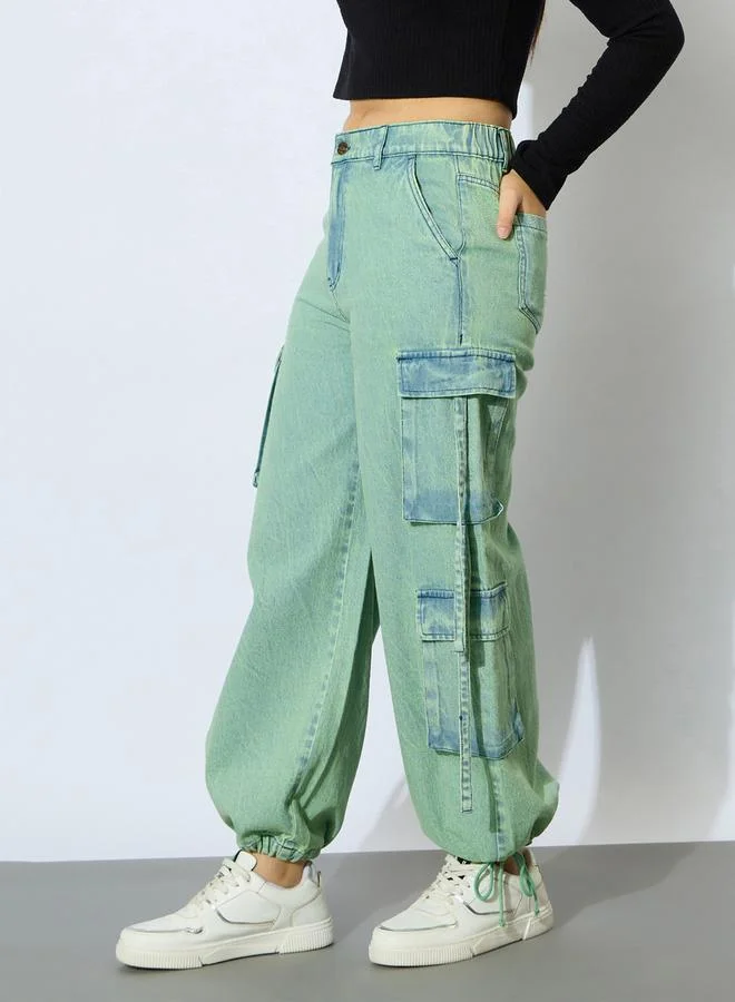 NOH.VOH Noh.Voh Washed Pintuck Detail Cargo Jeans