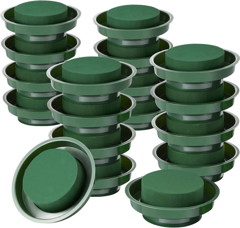 Maitys Floral Foam with Bowl 4.7 Inch Green DIY Flower Arrangement Kit Round Wet Foam, Wedding Aisle Flowers, Party Decoration (8 Pieces) - Image 1