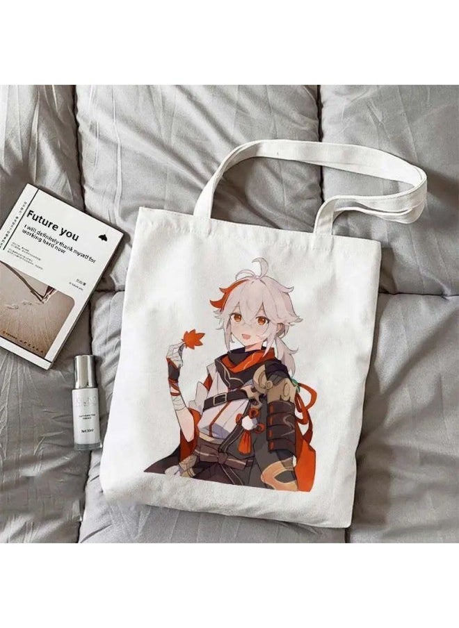 Generic - Original God Maple Leaf Surrounding Q Canvas Bag Cartoon Cute Student Schoolbag Secondary Diy High Color Value Shoulder Handbag-Specifications:Standard-Color:11 Ordinary Model-durable*/*no Zipper** - Image 1