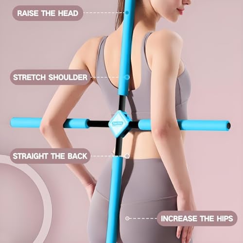 LIEWEILS Posture Corrector Yoga Cross Stick Yoga Stick Posture Corrector Back Pain Relief for Men Women Stretcher and Straightener for Upper and Lower Back Back Straightener Posture Corrector Blue01 - Image 3