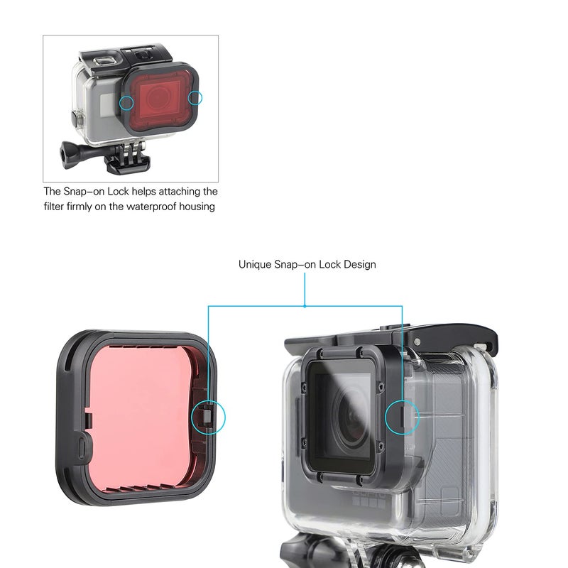 SOONSUN Waterproof Housing Case with 4 Dive Filters for GoPro Hero 7 6 5 Black and Hero (2018) â€“ Red, Light Red, Magenta, 5X Macro Filters for Underwater Video & Photography - Image 5