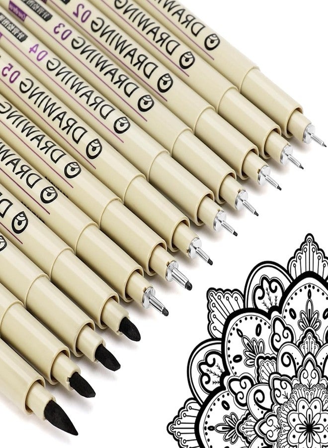 Swarush 12 Pieces Black Fine Point Pens Set with Different Nib Sizes – Extra Fine Point Type for Calligraphy, Drawing, Writing, Designing, Comic, Waterproof & Quick Drying - Image 1
