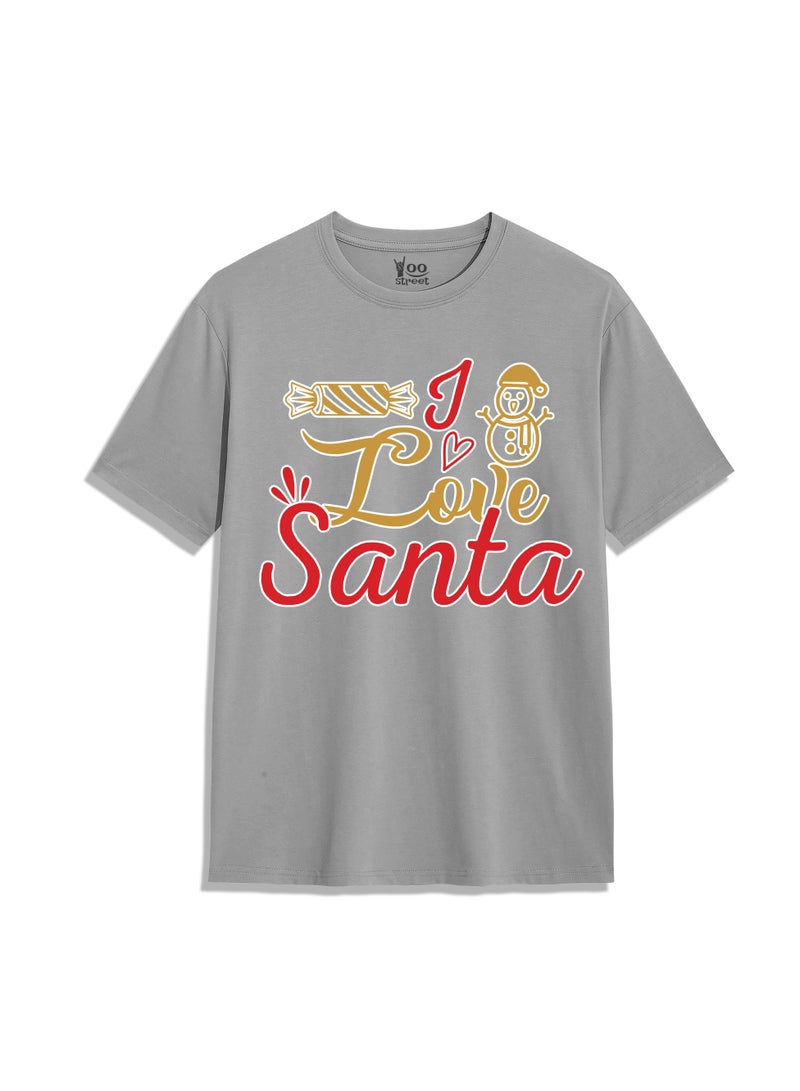 Yoo Street I LOVE SANTA  FESTIVE HOLIDAY T-SHIRT FOR CHRISTMAS CELEBRATIONS