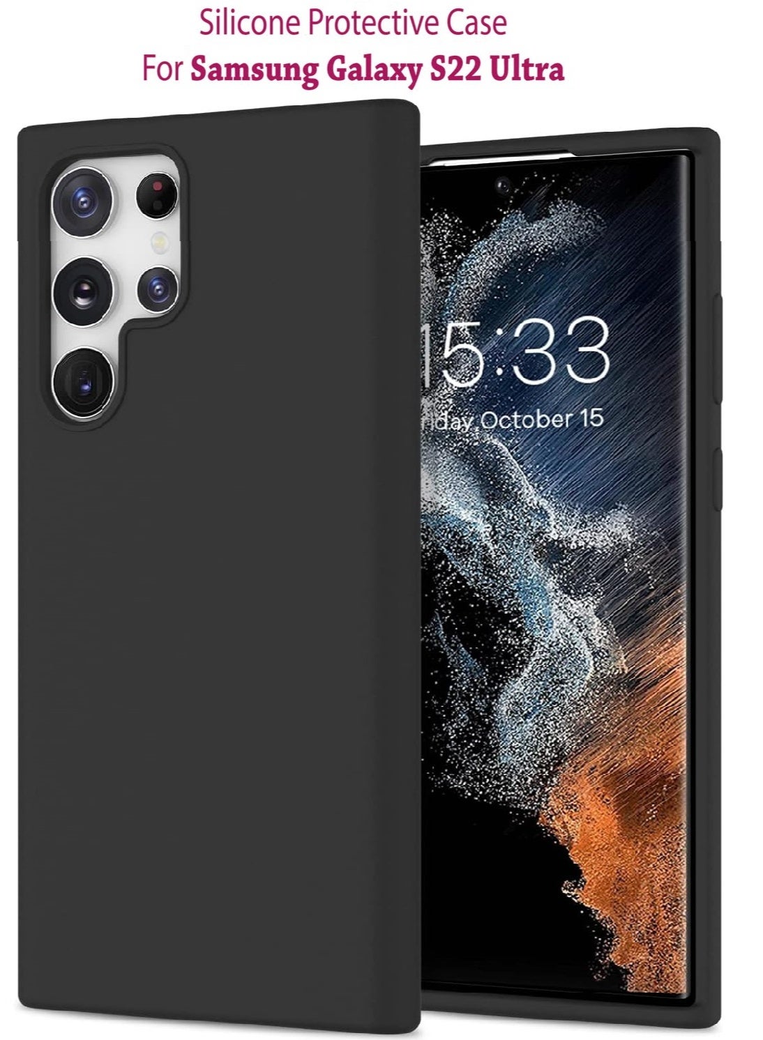 YoYoTech Samsung S22 Ultra Liquid Silicon Case Slim-Soft Silky Smooth,Shockproof Protective with Microfiber Lining Galaxy S22 Ultra 6.8-inch 2022 Silicon Case - Black