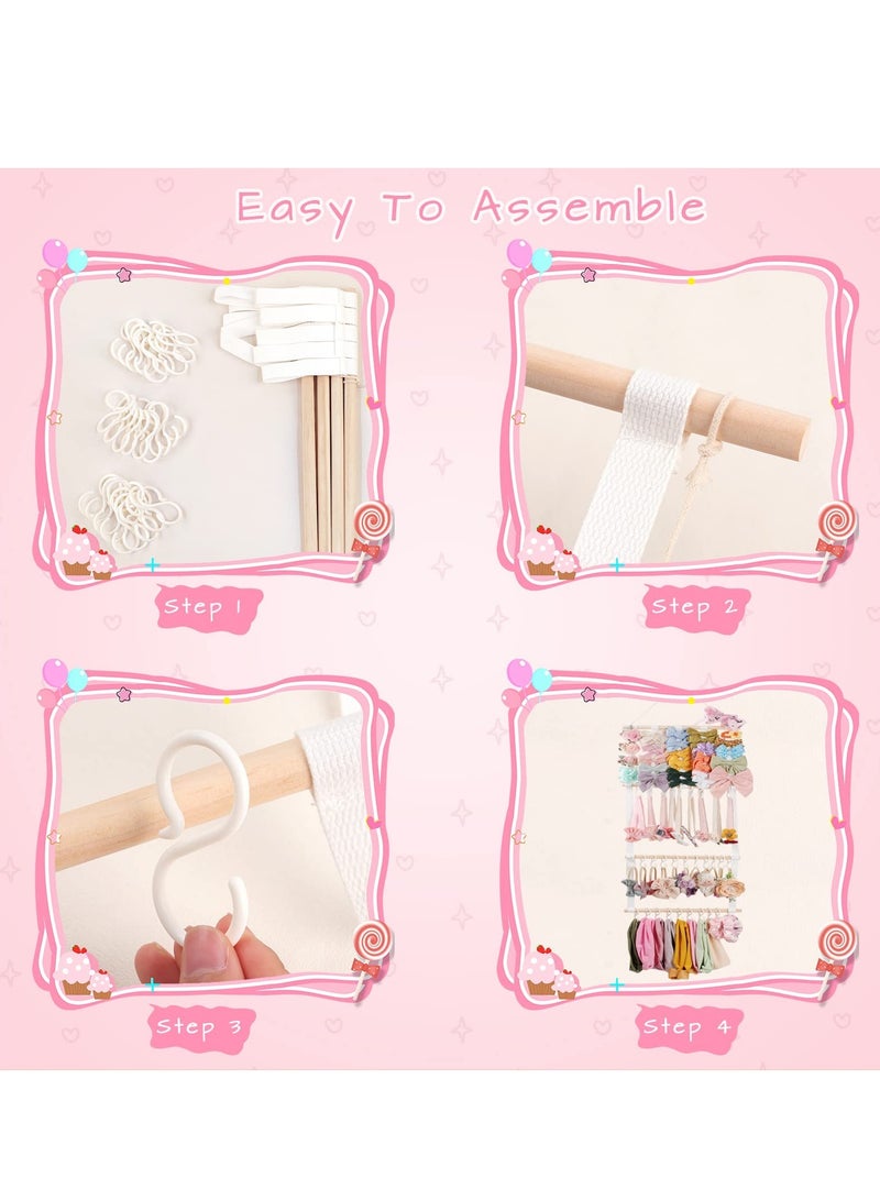 إسكدنيا Headband Holder Hair Bows Organizer Holder with 30 Hooks for Girls Hanging Baby Headbands Organizer Large Capacity Easy to Assemble Space Saving for Wall Door or Closet in Girls Room - Image 5