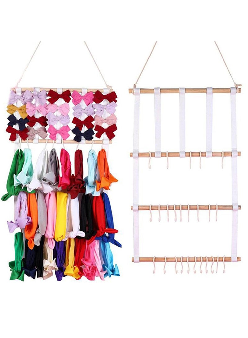 إسكدنيا Headband Holder Hair Bows Organizer Holder with 30 Hooks for Girls Hanging Baby Headbands Organizer Large Capacity Easy to Assemble Space Saving for Wall Door or Closet in Girls Room - Image 1