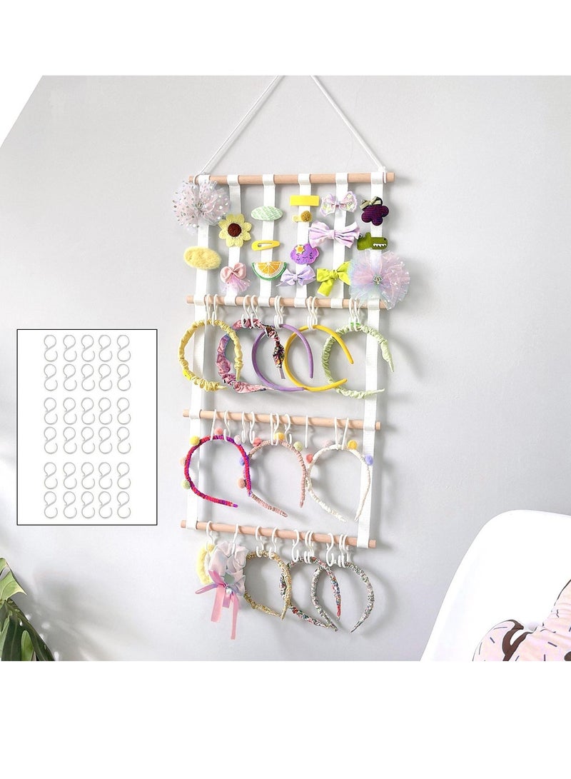 إسكدنيا Headband Holder Hair Bows Organizer Holder with 30 Hooks for Girls Hanging Baby Headbands Organizer Large Capacity Easy to Assemble Space Saving for Wall Door or Closet in Girls Room - Image 2