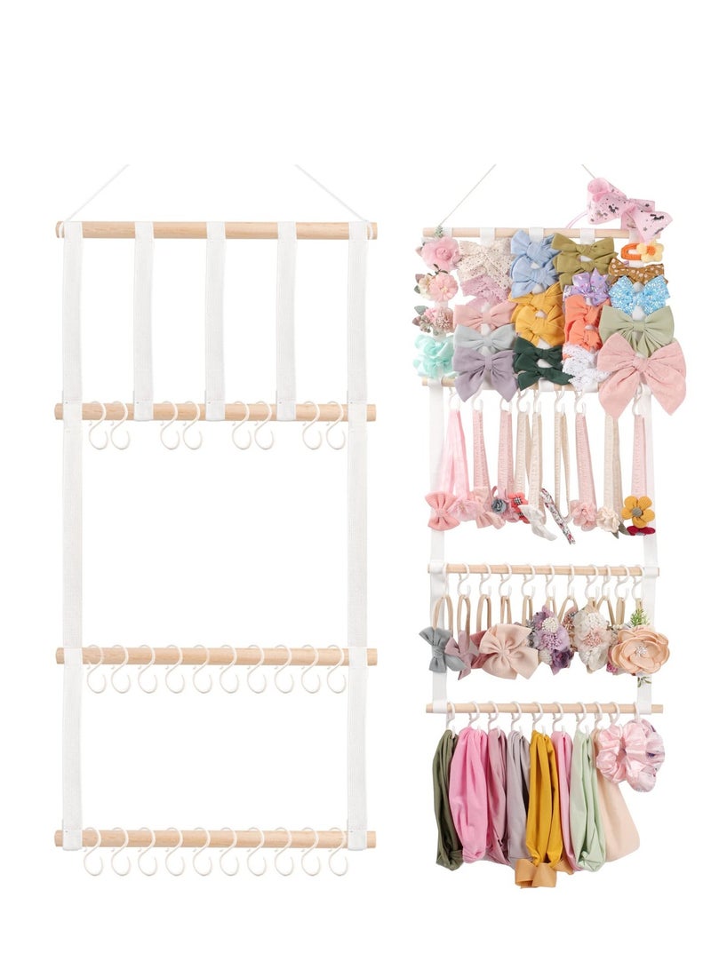 إسكدنيا Headband Holder Hair Bows Organizer Holder with 30 Hooks for Girls Hanging Baby Headbands Organizer Large Capacity Easy to Assemble Space Saving for Wall Door or Closet in Girls Room - Image 3