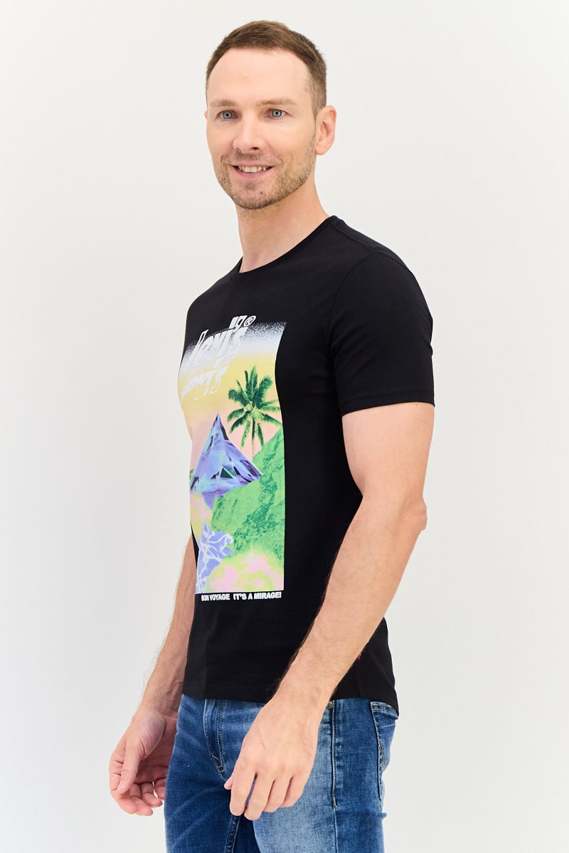 Levi's تي شيرت رجالي بأكمام قصيرة وياقة دائرية، مطبوع برسومات، أسود - Image 2