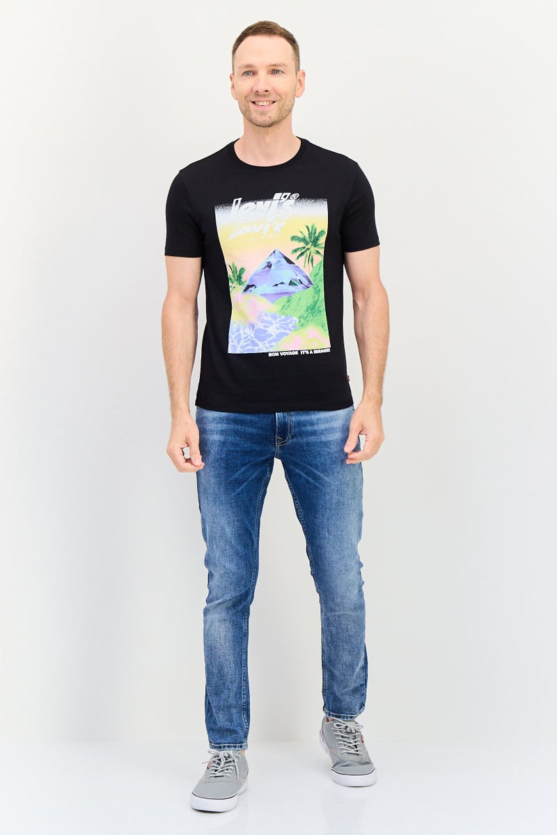 Levi's تي شيرت رجالي بأكمام قصيرة وياقة دائرية، مطبوع برسومات، أسود - Image 4