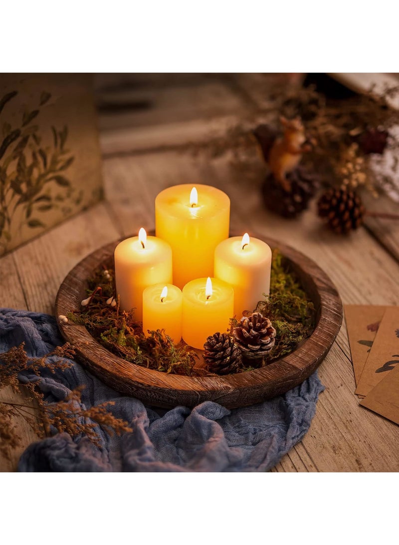 سيوسي Rustic Wooden Serving Tray - Round Wood Decorative Candle Holder, Candle Holder Tray Home Decor, Butler Farmhouse Ottoman Tray for Home Coffee Table - Lightweight and Durable(11.4 inch) - Image 3