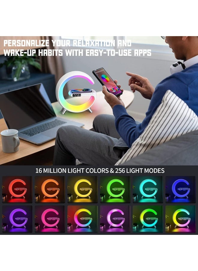Smart Bluetooth Speaker with Wireless Phone Charger – RGB LED Night Light, Multifunctional Bedside Lamp & Charging Station, Touch Control, Alarm Clock, FM Radio, USB Port - Image 5