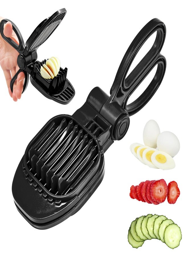 CEHNCEH Fruit Slicer, Strawberry, Banana, Grape Cutter, Egg Slicer for Hard Boiled Eggs, for Soft Fruit Sausages, Cucumbers, Mushroom Cutter, Rapid & Safe Slicing Kitchen Gadgets (Black) - Image 1