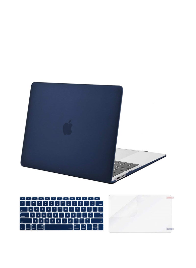 3 in 1 Bundle Hard Case Compatible with MacBook Air 13.6 inch Case 2025 2024 2023 2022 Release M4 M3 M2 A3240 A3113 A2681 Liquid Retina Display, Plastic Hard Shell Case + Keyboard Cover + Screen Protector, Navy Blue - Image 1