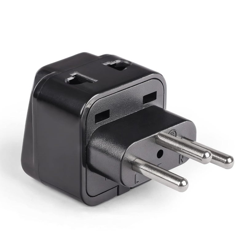 OREI OREI India to Switzerland Rwanda Liechtenstein Type J Travel Adapter Plug 2 in 1 CE Certified RoHS Compliant Black Color DB11ABLK  - Image 1