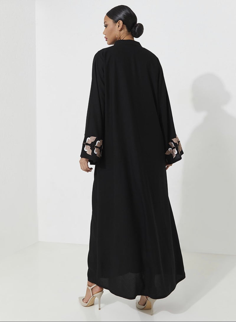 روزيت عباية عباية مزينة بالتطريز وأكمام واسعة - Image 3