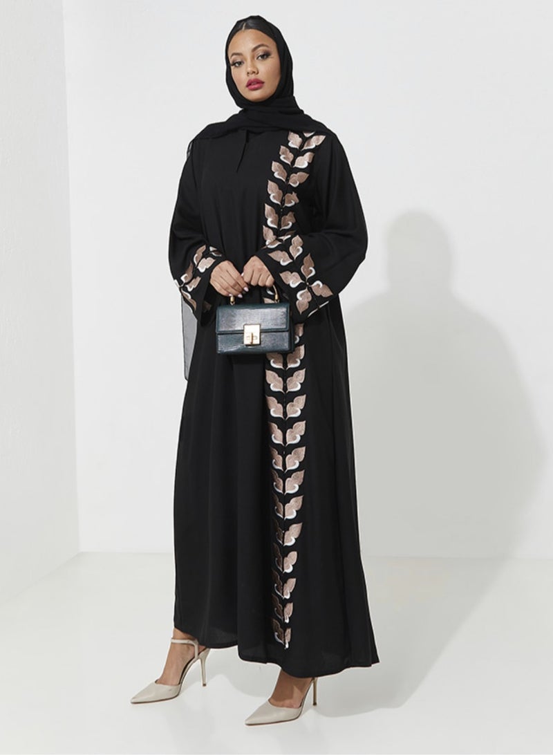 روزيت عباية عباية مزينة بالتطريز وأكمام واسعة - Image 4