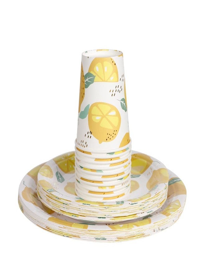 Geeklife Gold Lemon Paper Party Plates, 7 inch Decorative Floral Fruit Foil Disposable Dessert Plates Bulk, 20pcs - Image 4
