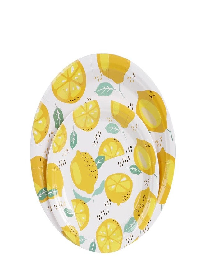 Geeklife Gold Lemon Paper Party Plates, 7 inch Decorative Floral Fruit Foil Disposable Dessert Plates Bulk, 20pcs - Image 3