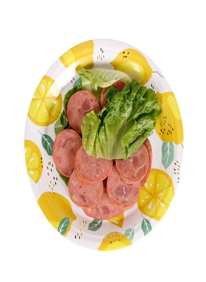 Geeklife Gold Lemon Paper Party Plates, 7 inch Decorative Floral Fruit Foil Disposable Dessert Plates Bulk, 20pcs - Image 5