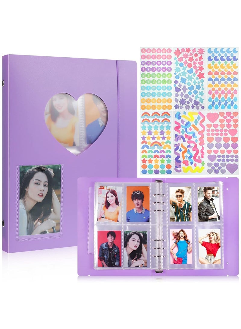 Photocard Binder Photocard Holder Book Sleeves Photocard Korean Stickers, A5 Binder Photocard Album 6 Ring Photocard Binder Card Protectors Pages, 200 Cards Darkorchid Colorful - Image 1