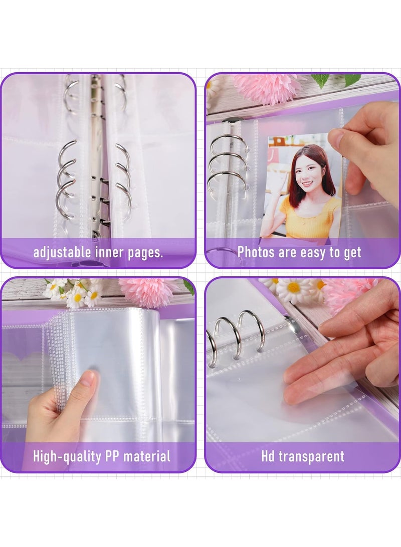 Photocard Binder Photocard Holder Book Sleeves Photocard Korean Stickers, A5 Binder Photocard Album 6 Ring Photocard Binder Card Protectors Pages, 200 Cards Darkorchid Colorful - Image 3