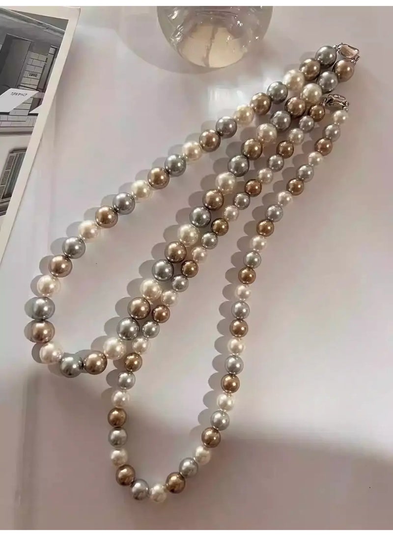 Ciara Imitation seawater Tahiti mixed color pearl necklace - Image 1