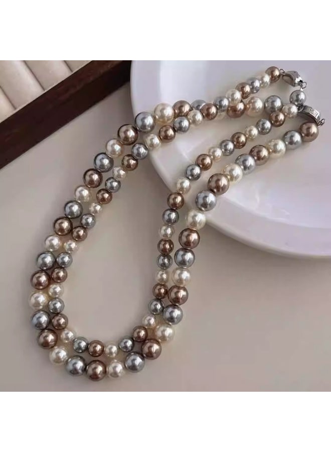 Ciara Imitation seawater Tahiti mixed color pearl necklace - Image 3