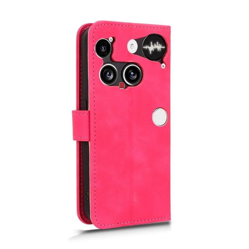 إيروريكس جراب هاتف جلدي مغناطيسي قابل للطي لهاتف For Nothing Phone 3 (أحمر وردي) - Image 3