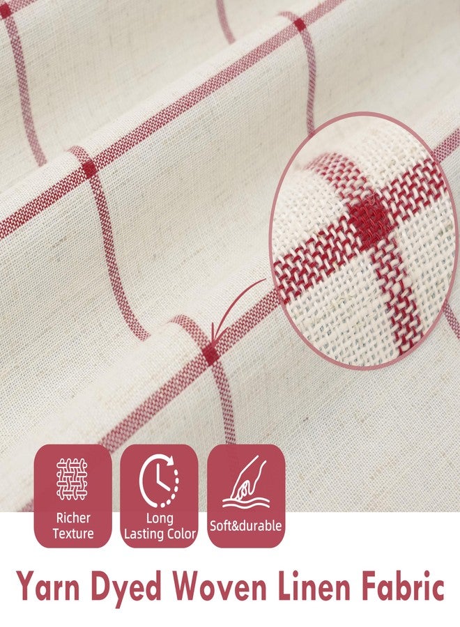 DriftAway 2 Panels 100% Blackout Windowpane Plaid Linen Curtains Double Layer Drapes for Bedroom 84 Inches Long Farmhouse Thermal Insulated 3.25 Inch Rod Pocket Back Tab for Living Room Red - Image 4