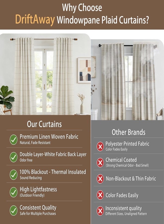 DriftAway 2 Panels 100% Blackout Windowpane Plaid Linen Curtains Double Layer Drapes for Bedroom 84 Inches Long Farmhouse Thermal Insulated 3.25 Inch Rod Pocket Back Tab for Living Room Red - Image 2