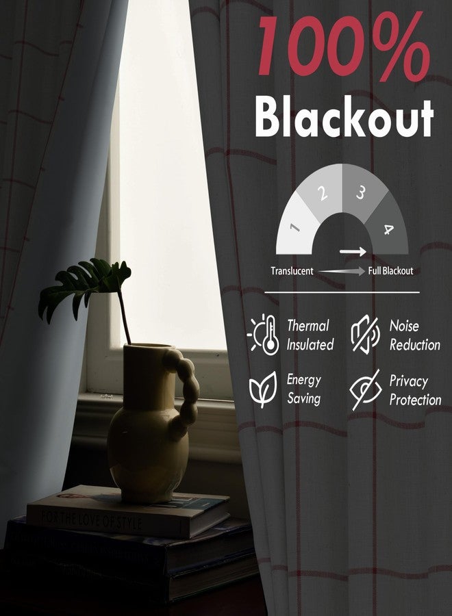 DriftAway 2 Panels 100% Blackout Windowpane Plaid Linen Curtains Double Layer Drapes for Bedroom 84 Inches Long Farmhouse Thermal Insulated 3.25 Inch Rod Pocket Back Tab for Living Room Red - Image 5