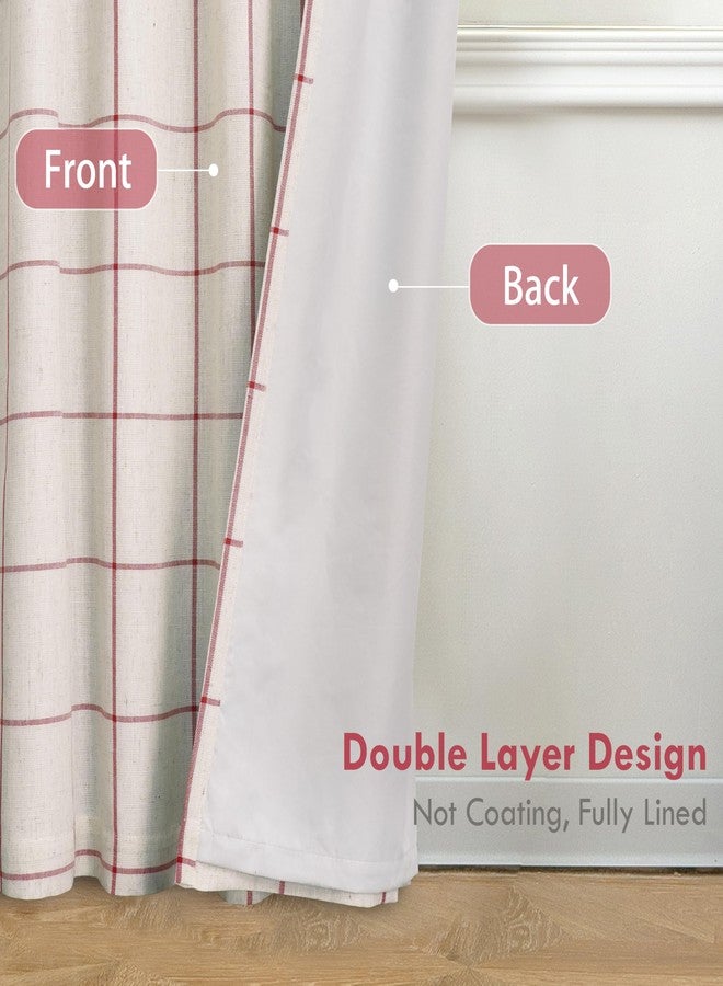 DriftAway 2 Panels 100% Blackout Windowpane Plaid Linen Curtains Double Layer Drapes for Bedroom 84 Inches Long Farmhouse Thermal Insulated 3.25 Inch Rod Pocket Back Tab for Living Room Red - Image 3