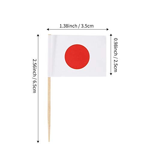 JAVD 100 Pcs Japan Toothpick Flags, 1.38in×1in, Wood, Paper, Cupcake Toppers, Birthday, Wedding, Red and White - Image 2