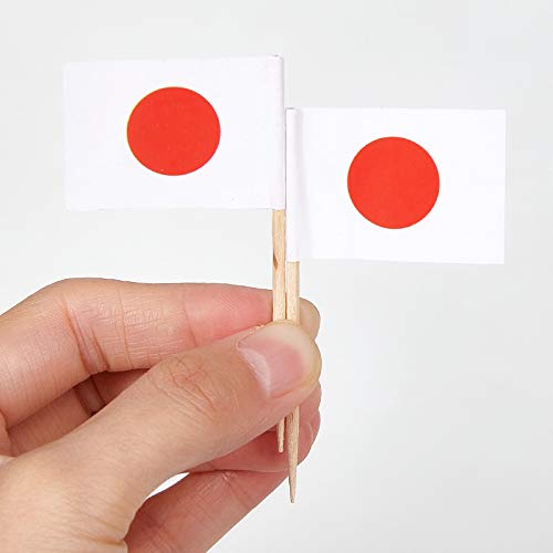 JAVD 100 Pcs Japan Toothpick Flags, 1.38in×1in, Wood, Paper, Cupcake Toppers, Birthday, Wedding, Red and White - Image 3