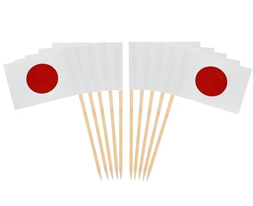 JAVD 100 Pcs Japan Toothpick Flags, 1.38in×1in, Wood, Paper, Cupcake Toppers, Birthday, Wedding, Red and White - Image 5