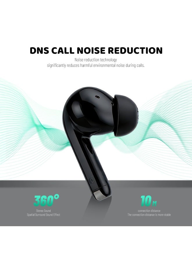 Philips Earbuds, Bluetooth Earbuds, BT Headphone, Open Ear Ring True Open Ear Headphones, True Wireless Earbuds – Bluetooth, In-Ear Headphones with DNS Call Noise Reduction, 28H Playtime, 10mm Bass Driver, 360° Spatial Sound, IPX4 Sweatproof for Sports, Work, Travel & iPhone/Android (TAT1320) Black - Image 3