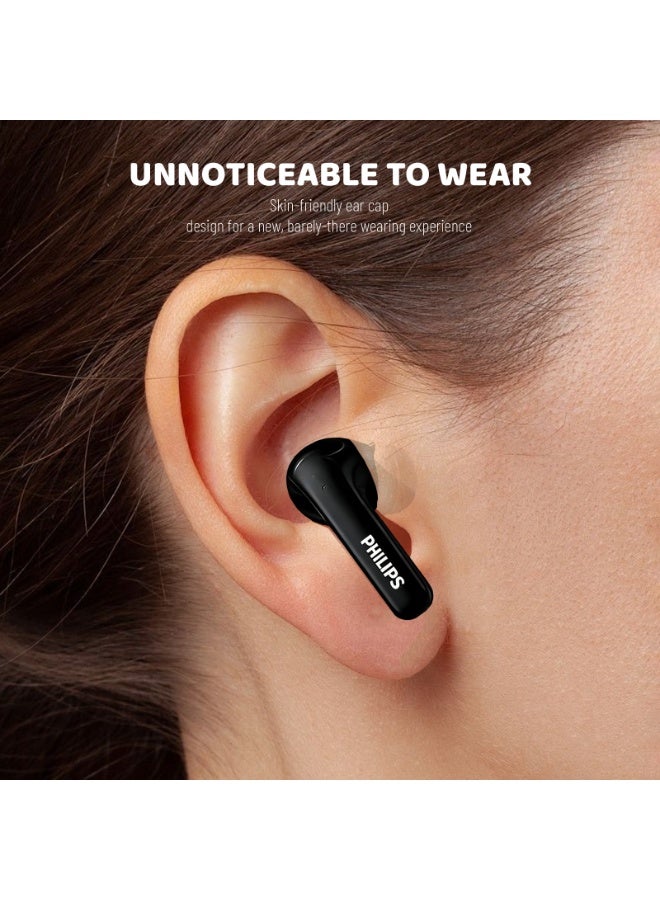 Philips Earbuds, Bluetooth Earbuds, BT Headphone, Open Ear Ring True Open Ear Headphones, True Wireless Earbuds – Bluetooth, In-Ear Headphones with DNS Call Noise Reduction, 28H Playtime, 10mm Bass Driver, 360° Spatial Sound, IPX4 Sweatproof for Sports, Work, Travel & iPhone/Android (TAT1320) Black - Image 5