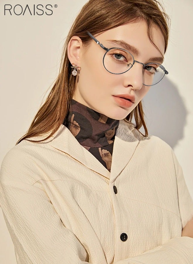 roaiss Blue Light Blocking Glasses Blue Light Filter Computer Reading Gaming TV Phones Round Eyeglasses with Titanium Frame Fashion Anti-glare Eyewear for Men Women Silver Gray 50mm  - Image 2