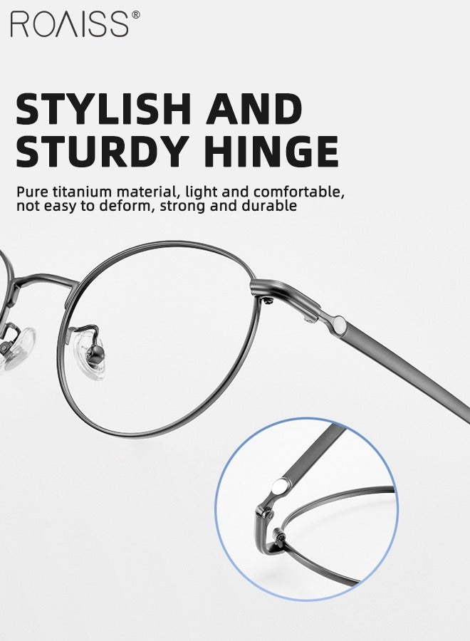 roaiss Blue Light Blocking Glasses Blue Light Filter Computer Reading Gaming TV Phones Round Eyeglasses with Titanium Frame Fashion Anti-glare Eyewear for Men Women Silver Gray 50mm  - Image 5