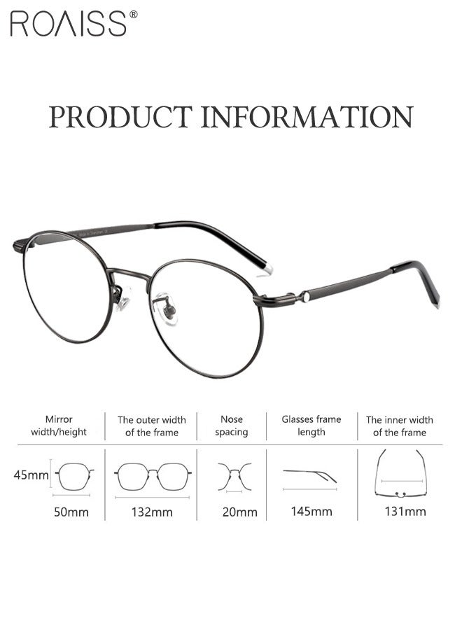 roaiss Blue Light Blocking Glasses Blue Light Filter Computer Reading Gaming TV Phones Round Eyeglasses with Titanium Frame Fashion Anti-glare Eyewear for Men Women Silver Gray 50mm  - Image 4