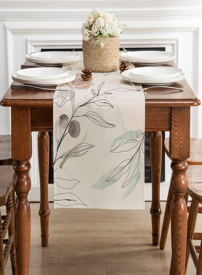 ARBINSON Watercolor Floral Spring Table Runner 13 x 72 Inch, Art Flowers Summer Seasonal Holiday Kitchen Dining Coffee Table Decoration for Home Indoor Outdoor Party Wedding (Pink/Flowers, 13" x 72") - Image 3
