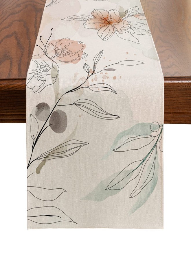 ARBINSON Watercolor Floral Spring Table Runner 13 x 72 Inch, Art Flowers Summer Seasonal Holiday Kitchen Dining Coffee Table Decoration for Home Indoor Outdoor Party Wedding (Pink/Flowers, 13" x 72") - Image 1