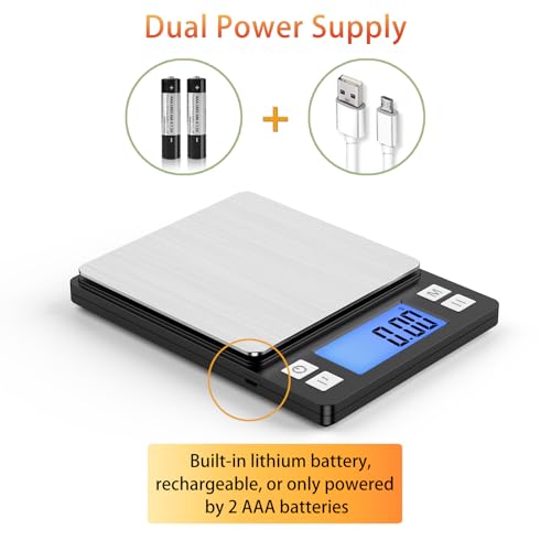 BOMATA 0.01g/1kg Upgraded Small Digital Scale, USB Rechargeable, with Larger Display and Hold,Tare Function, 9 Units, High Precision Digital Scale Grams and oz for Small Item, Kitchen… - Image 5