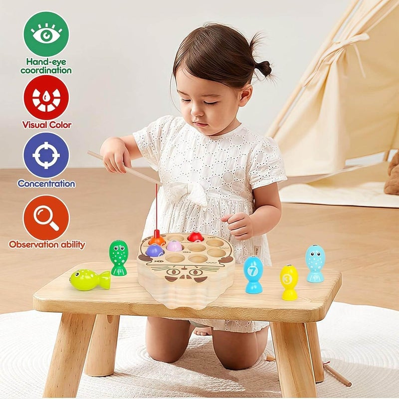 EDUTREE Montessori Magnetic Wooden Fishing Game for Toddlers Age 18M+, Educational Toy to Develop Fine Motor Skills & Hand-Eye Coordination, Ideal Gift for Early Learning - Image 2